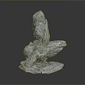 Artistic Wood And Stone Sculpture With Blue Gray Texture And Irregular Shape