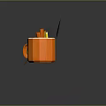 Cozy Beverage in Orange Mug with Lemon Slice Cinnamon Stick and Green and Yellow Leaves
