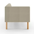 Light Beige Three Seater Sofa with Wooden Legs Against Grey Wall and Artwork