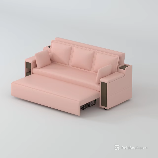 Pink Modern Sectional Sofa With Chaise Lounge And Sleek Design 3d model