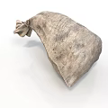 Rustic Brown Burlap Sack With Tied Top And Textured Surface 3d model