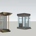 Modern Security Booths Design Featuring Glass Panels And Metal Frame Structures 3d model