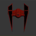 Red Cosmic Spaceship Model With Futuristic Black Wings And Engine Design