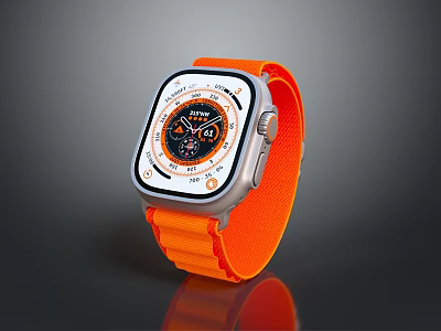 Smart Watch With Orange Nylon Strap Digital Display And Modern Design 3d model