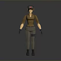 Game Character With Brown Shirt Gray Pants Headset And Gloves Outfit Design