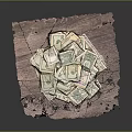 Pile of US Dollars Placed on Worn Wooden Board with Scratches