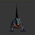 3D Rendered Spinosaurus Dinosaur Model With Blue Body Red Sail And Detailed Scales
