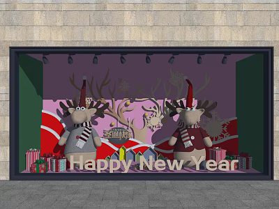 Modern Window Christmas Window Theme 3d model Modern Window Christmas Window Theme 3d model