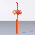 Red Cloud Pattern Outdoor Light With Green Beads And Orange Tassel Decoration
