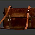 Leather Satchel Bag With Brown Orange Color And Adjustable Shoulder Strap