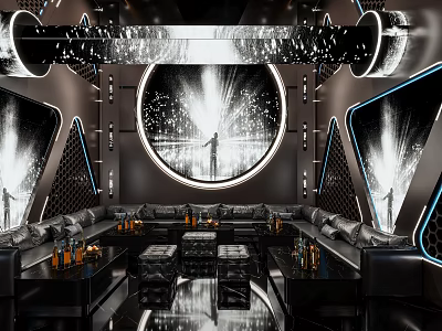 Modern KTV Interior With Sofas Lighting And Decor 3d model