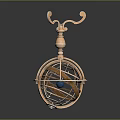 Copper Spherical Chandelier with Decorative Curved Top and Modern Metal Frame Design