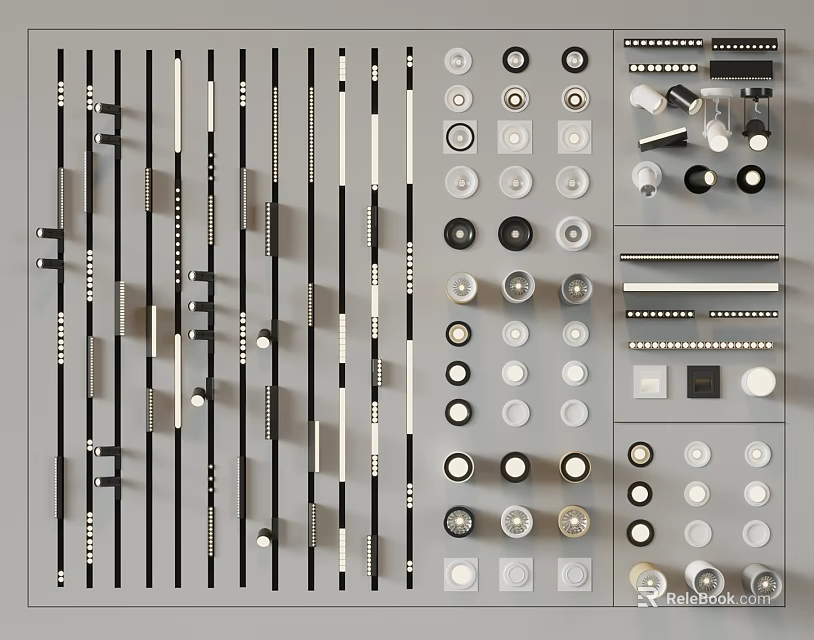 Collection of Various Downlights and Spotlights with Different Designs and Sizes 3d model 