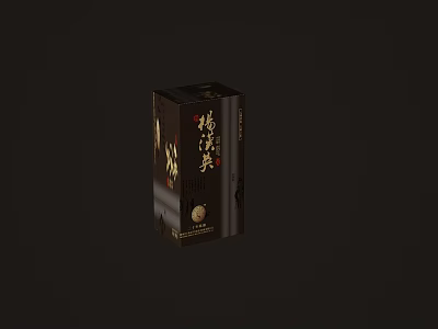 Elegant Jiangxiang Baijiu Wine Bottle and Wine Glass with Traditional Packaging Design 3d model