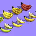 Various Ripe And Unripe Bananas Including Green Yellow Spotted Red And Peeled Varieties