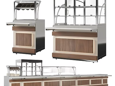 Multi tier Commercial Display Shelves With Glass Doors Wooden Panels And Metal Frames 3d model