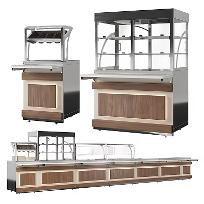 Multi tier Commercial Display Shelves With Glass Doors Wooden Panels And Metal Frames 3d model