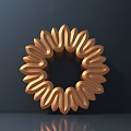 Intricate Petal Shaped Circular Carving Patterns Copper Colored Metallic Decorative 3D Rendered Ornament