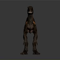 Realistic Dinosaur Character With Brown And Orange Stripes And Back Spikes Standing Pose