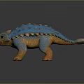 Blue Dinosaur Toy With Orange Legs And Spiked Cracked Texture Back