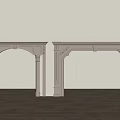 White Ornate Architectural Elements With Carved Columns And Symmetrical Design 3d model