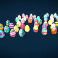 Easter Bunny Themed Colorful Decorated Eggs For Festive Spring Celebration 3d model