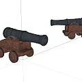 Antique Cannons Vintage Historical Weapons With Wooden Carriages And Wheels