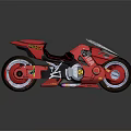 Red Futuristic Motorcycle Featuring White Front Fairing And Metallic Shiny Finish
