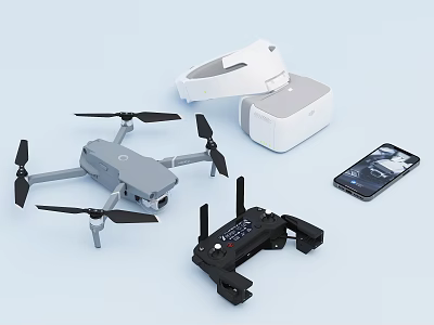 Modern Smart Machines Featuring Drone VR Headset Smartphone And Controller 3d model