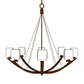 Elegant Modern Chandelier With Gold Curved Frame And White Glass Shades