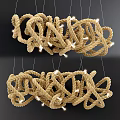 Woven Rope Chandelier Modern Decorative Design With Illuminated Bulbs Elegant Hanging Lighting Fixture