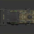 Modern Camouflage Tank 3D Model With Blue Wheels And Top Equipment Design