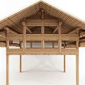 Traditional Wooden Architectural Structure With Classic Beams Brackets And Roof Frame Design
