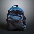 Dark Blue Nylon Backpack With Multiple Pockets And Zipper Closure Design