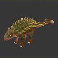 Green Ankylosaurus Like Dinosaur Model with Red Spots Yellow Spikes and White Green Tail Tip