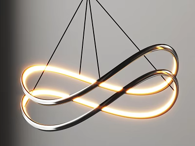 Modern Infinity Shape Chandelier With Illuminated Light Strips And Metal Frame 3d model