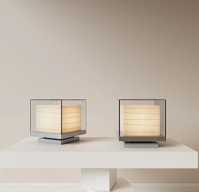 Modern Minimalist Table Lamps With Square Glass Frame On White Table 3d model