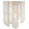 Elegant Light Beige Curtains With Curved Layers And Sheer Fabric For Home Interior