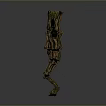 Wooden Humanoid Creature Character With Tree Bark Texture And Green Luminous Elements