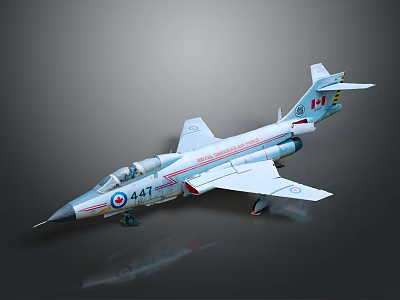 Military Aircraft Weapon Model White Fighter Jet With Red Blue Stripes And Number 447 3d model