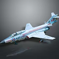 Military Aircraft Weapon Model White Fighter Jet With Red Blue Stripes And Number 447