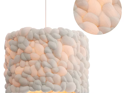 Modern Pebble Shaped Chandelier in Light Beige and Soft Gray Textured Design 3d model