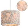 Modern Pebble Shaped Chandelier in Light Beige and Soft Gray Textured Design