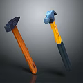 Sturdy Hammers With Wooden And Yellow Black Handles For Workshop Tools