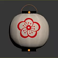 Traditional Round Furniture Lantern With White Paper And Red Plum Blossom Pattern