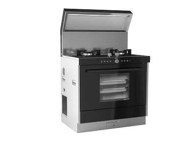 Modern Integrated Gas Stove Oven Kitchen Appliance with Stainless Steel Design 3d model