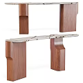 Modern Walnut Console Table With Marble Top And Curved Leg Design 3d model