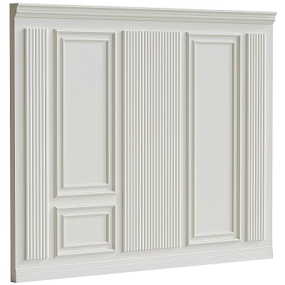 White Interior Background Wall With Decorative Panels And Vertical Lines Design 3d model
