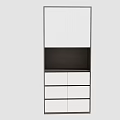Modern Bookcase Design With Glass Doors Open Shelf And Storage Drawers