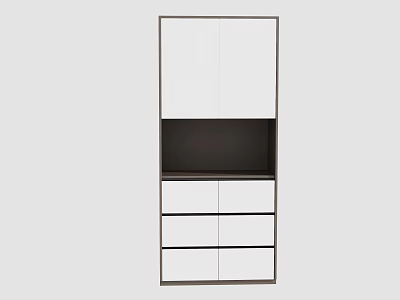 Modern Bookcase Design With Glass Doors Open Shelf And Storage Drawers 3d model